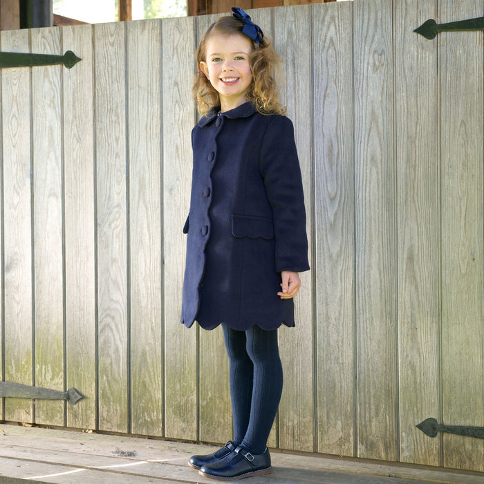 Navy Scalloped Dress Coat
