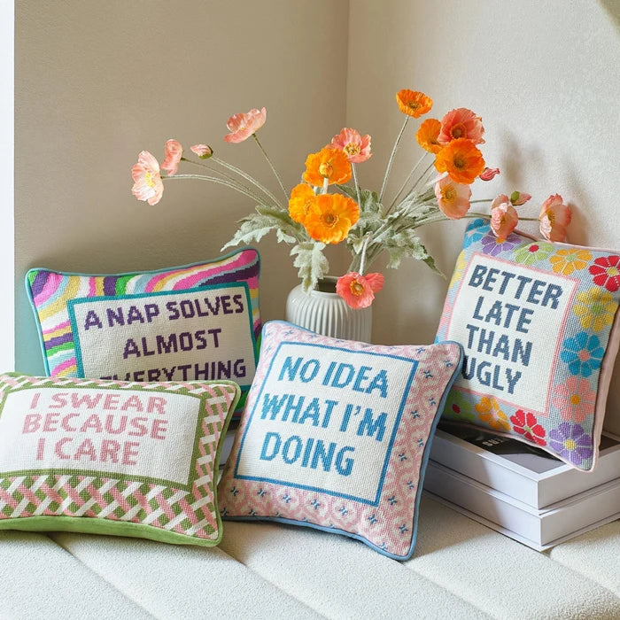 No Idea What I'm Doing Embroidered Pillow - The Well Appointed House