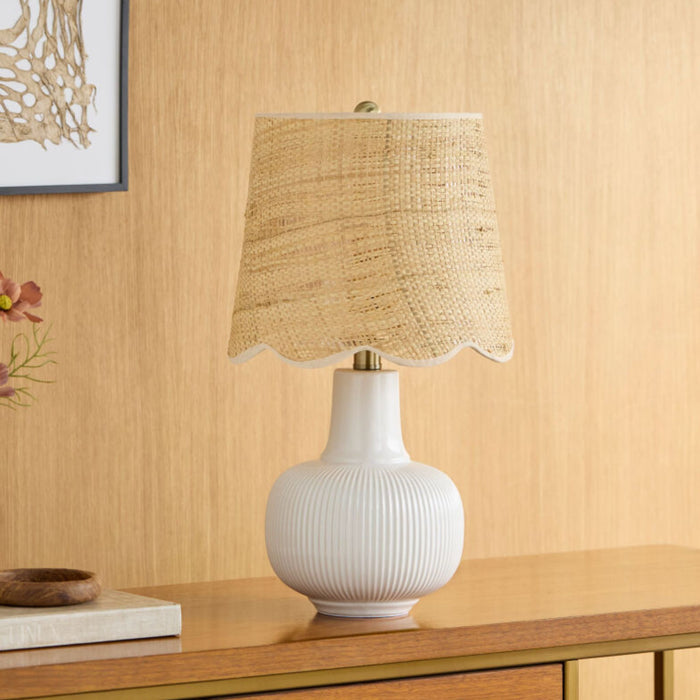 Ormelle Ceramic Accent Table Lamp With Beige Jute Shade - The Well Appointed House