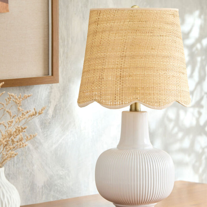 Ormelle Ceramic Accent Table Lamp With Beige Jute Shade - The Well Appointed House