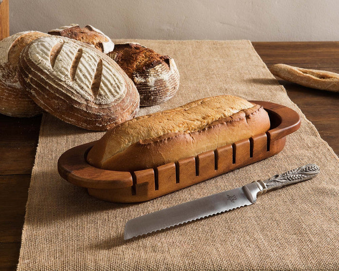 Oval Bread Board with Pewter Wheat Knife - The Well Appointed House