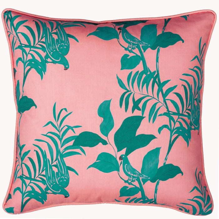 Parrots Pillow Cover in Pink and Green - The Well Appointed House