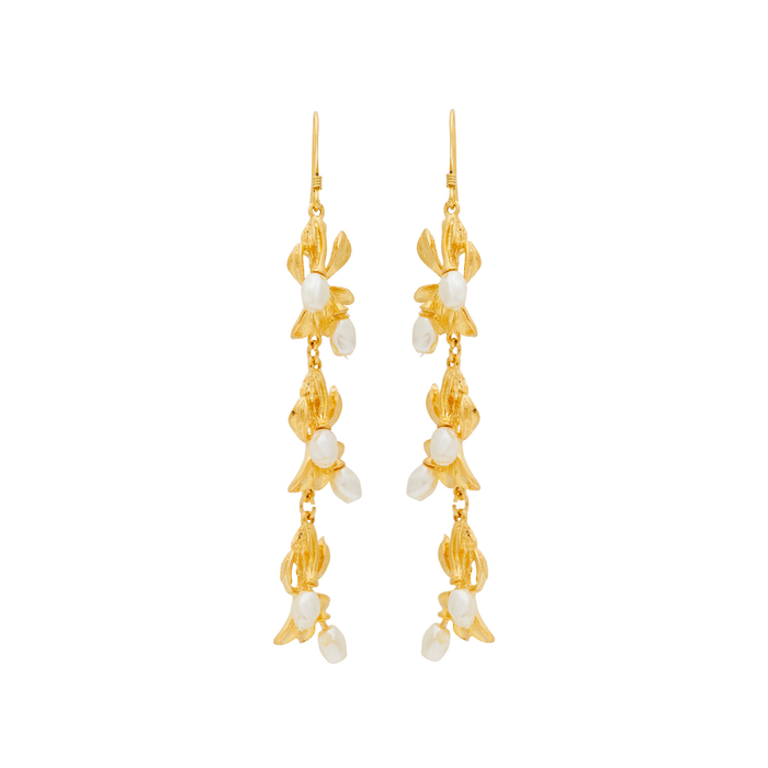 Pearl Flower Drop Pierced Earrings - The Well Appointed House