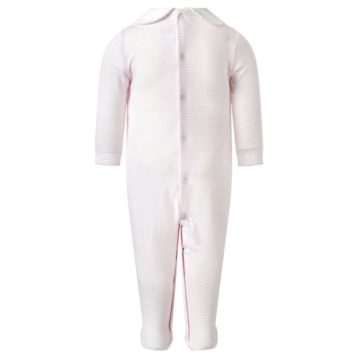 Pima Pink Pram Embroidered Footie - The Well Appointed House