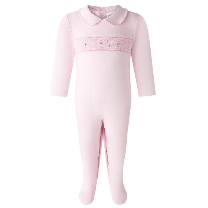 Pima Pink Smocked Footie - The Well Appointed House