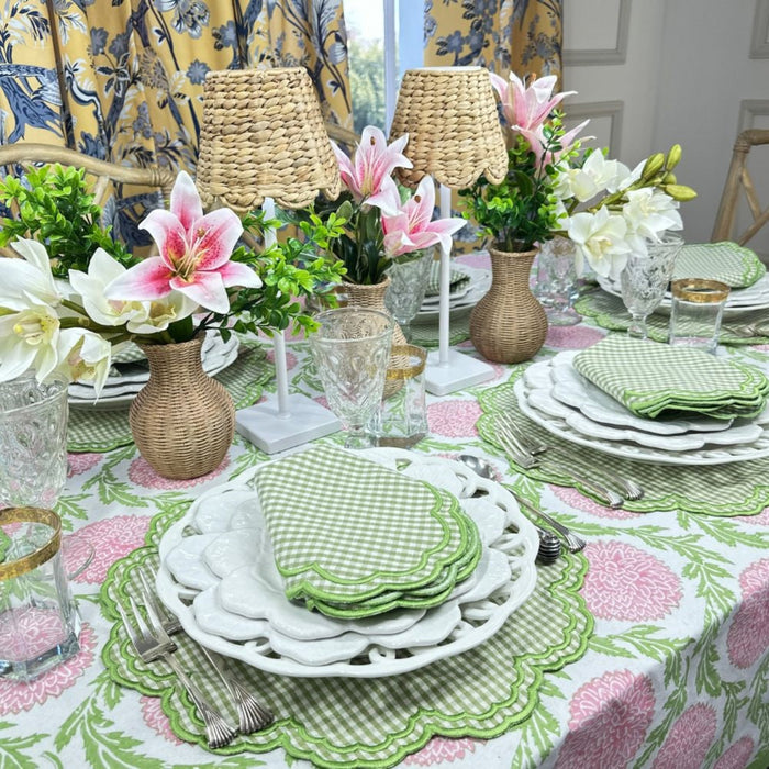 Pink and Green Flowers & Vines Tablecloth - The Well Appointed House