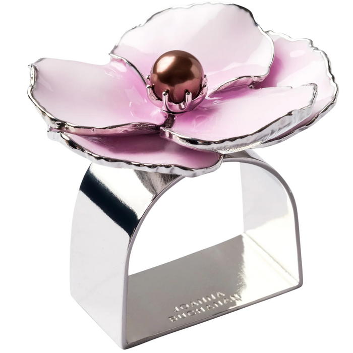 Enamel Flower Napkin Rings in Pink, Set of Four - The Well Appointed House
