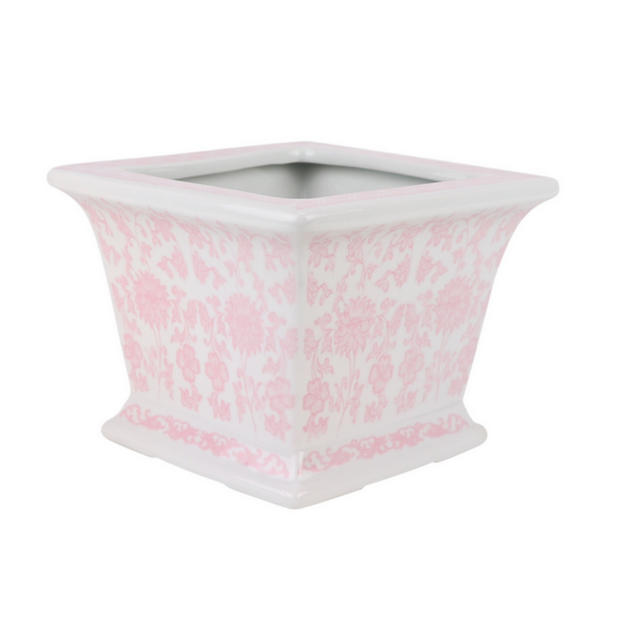 Pink Square Floral Planter - The Well Appointed House