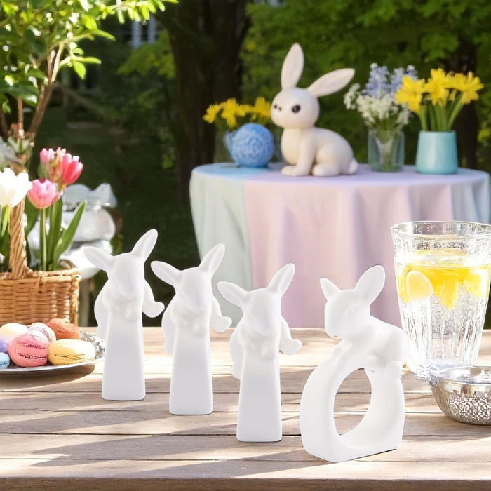Porcelain Climbing Bunny Napkin Rings - Set of 4 - The Well Appointed House