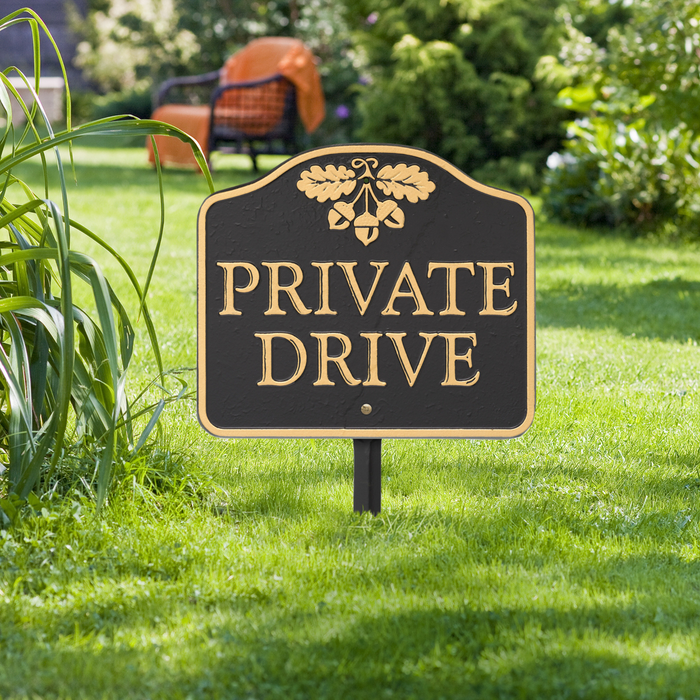 Private Drive Cast Aluminum Wall/Lawn Plaque - The Well Appointed House