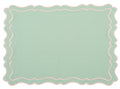 Raleigh Mint Green & Soft Gold Trim Placemat & Napkins - Set of 4