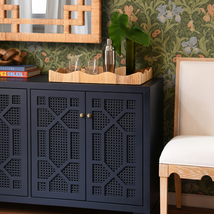 Rectangular Natural Rattan Wrapped Tray - The Well Appointed House