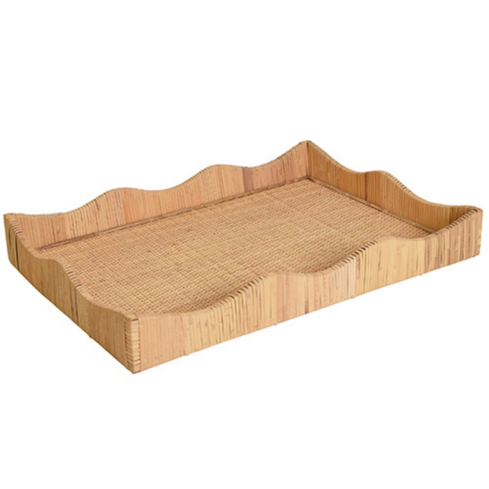 Rectangular Natural Rattan Wrapped Tray - The Well Appointed House