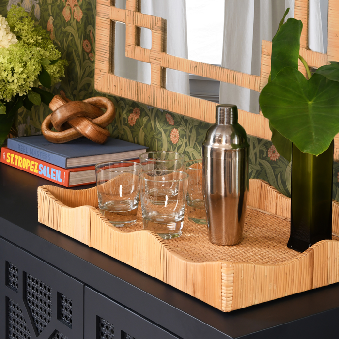 Rectangular Natural Rattan Wrapped Tray - The Well Appointed House