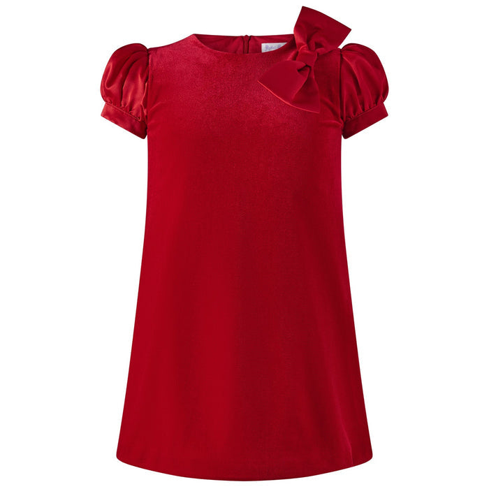 Red Satin Bow Velvet Dress - The Well Appointed House