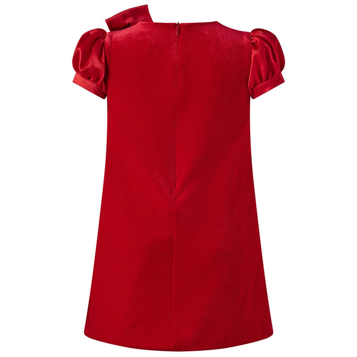 Red Satin Bow Velvet Dress - The Well Appointed House