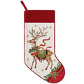 Reindeer with Wreath Embroidered Stocking - The Well Appointed House