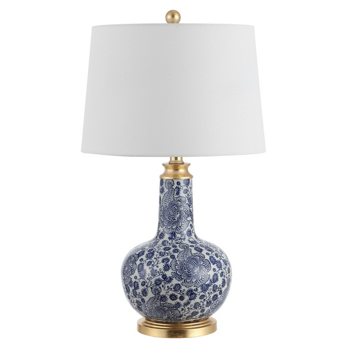 Blue Rosette Pattern Leia Ceramic Table Lamp - The Well Appointed House