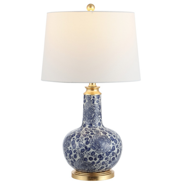 Blue Rosette Pattern Leia Ceramic Table Lamp - The Well Appointed House