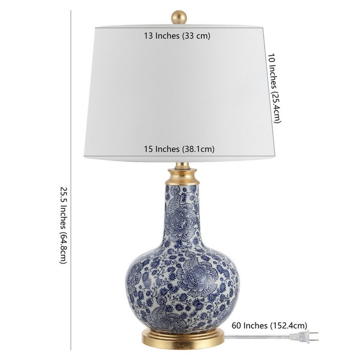 Blue Rosette Pattern Leia Ceramic Table Lamp - The Well Appointed House