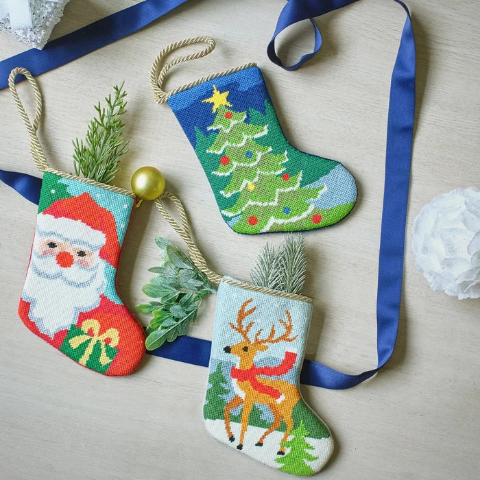 Santa Embroidered Mini Stocking - The Well Appointed House