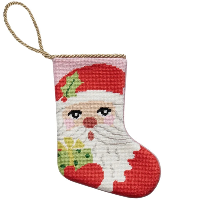 Santa with Present Embroidered Mini Stocking - The Well Appointed House