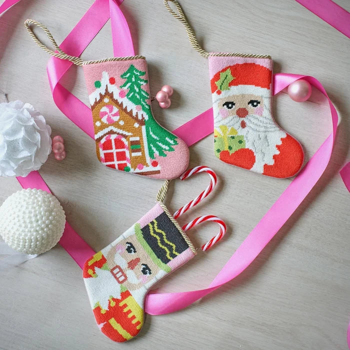 Santa with Present Embroidered Mini Stocking - The Well Appointed House