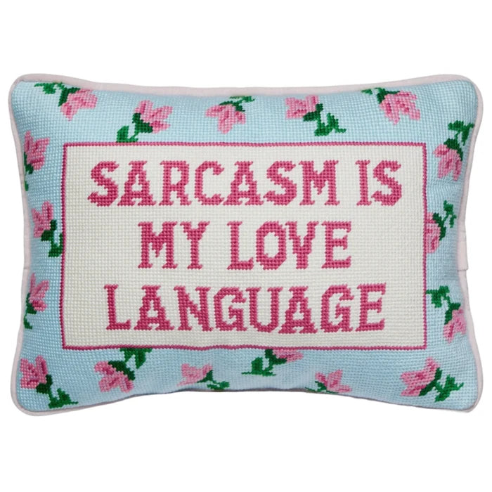 Sarcasm's My Love Embroidered Pillow - The Well Appointed House