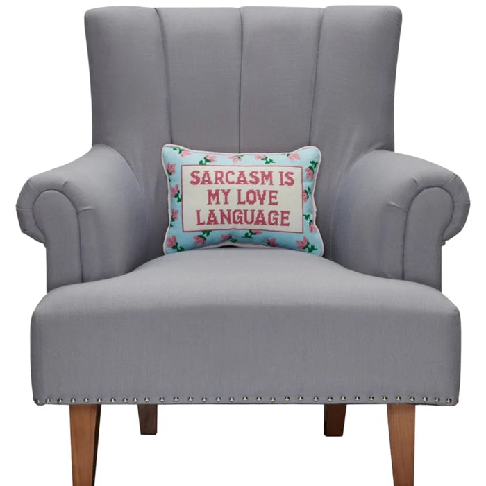 Sarcasm's My Love Embroidered Pillow - The Well Appointed House