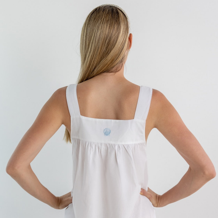 Seaside White Cotton Nightgown - The Well Appointed House