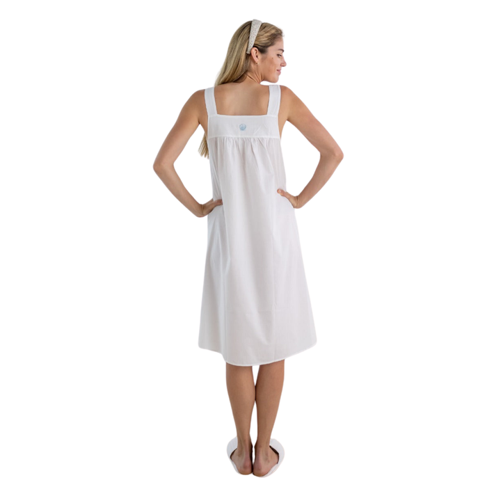 Seaside White Cotton Nightgown - The Well Appointed House