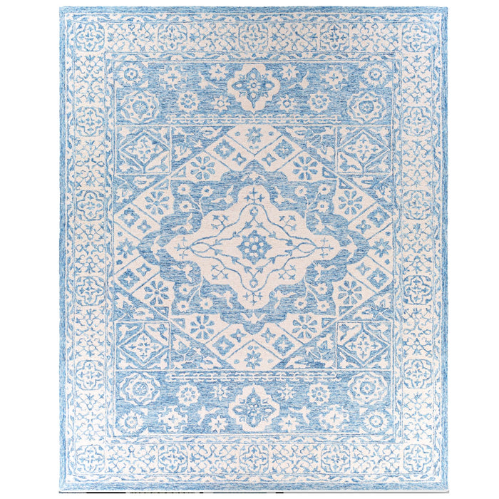 Serafina Blue & Ivory Handmade Area Rug - Available in a Variety of Sizes- The Well Appointed House