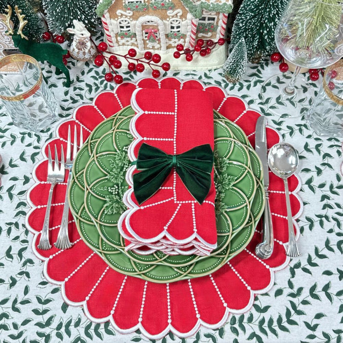 Set of 4 Pippa Placemats in Red and White - The Well Appointed House