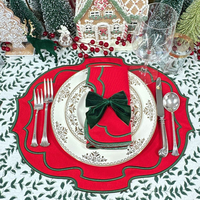 Set of 4 Red Christmas Belle Placemats - The Well Appointed House