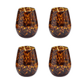Set of 4 Tortoise Print Stemless Wine Glasses - The Well Apppointed House