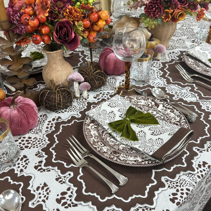 Set of 4 Whitley Placemat in Cocoa and White - The Well Appointed House