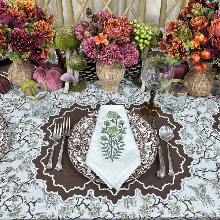 Set of 4 Whitley Placemat in Cocoa and White - The Well Appointed House