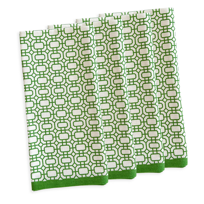 Set of Four Newport Garden Gate Dinner Napkins in Green - The Well Appointed House
