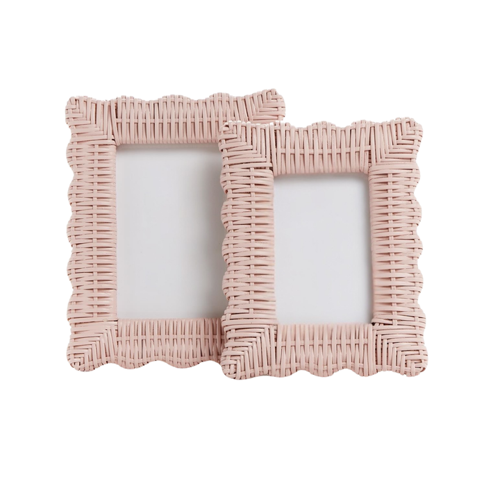 Set of Two Pink Wicker Weave Photo Frames - The Well Appointed House