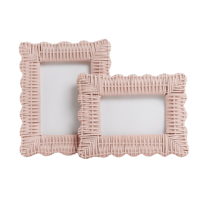 Set of Two Pink Wicker Weave Photo Frames - The Well Appointed House