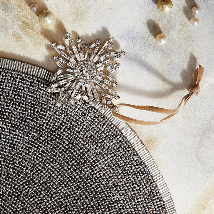 Silver Hand Beaded Placemat - The Well Appointed House