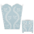 Sky Blue Square Trellis Wastepaper Basket & Tissue Holder - The Well Appointed House