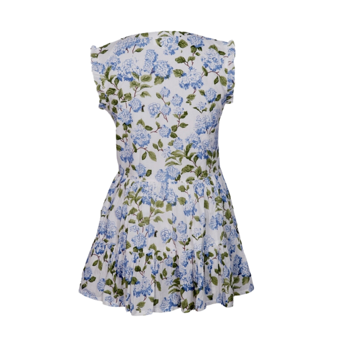 Sleeveless Blue Hydrangea Print A-Line Dress - The Well Appointed House