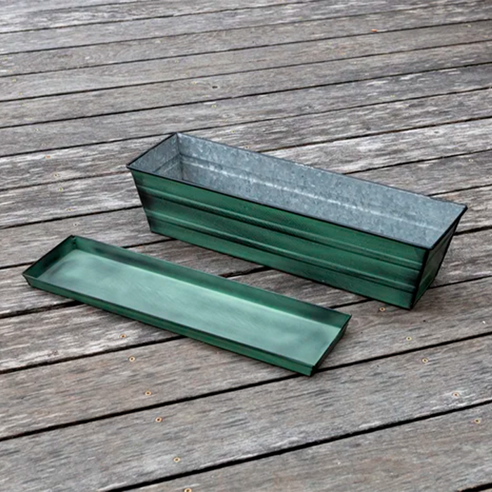 Small Galvanized Flower Boxes with Trays - The Well Appointed House