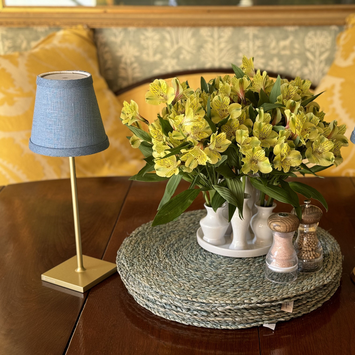 Small Linen Cordless Shade Cover in Blue - The Well Appointed House