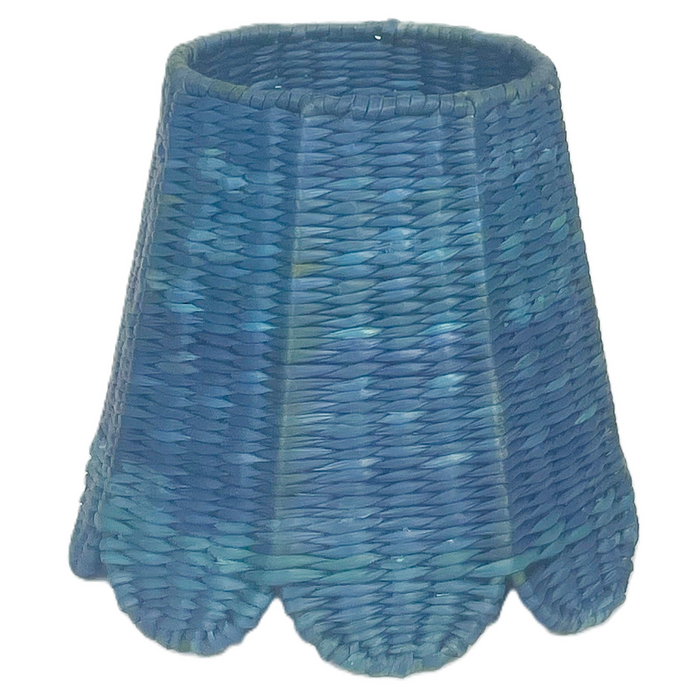 Small Seagrass Cordless Shade Cover (Scalloped in Blue) - The Well Appointed House