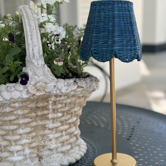 Small Seagrass Cordless Shade Cover (Scalloped in Blue) - The Well Appointed House