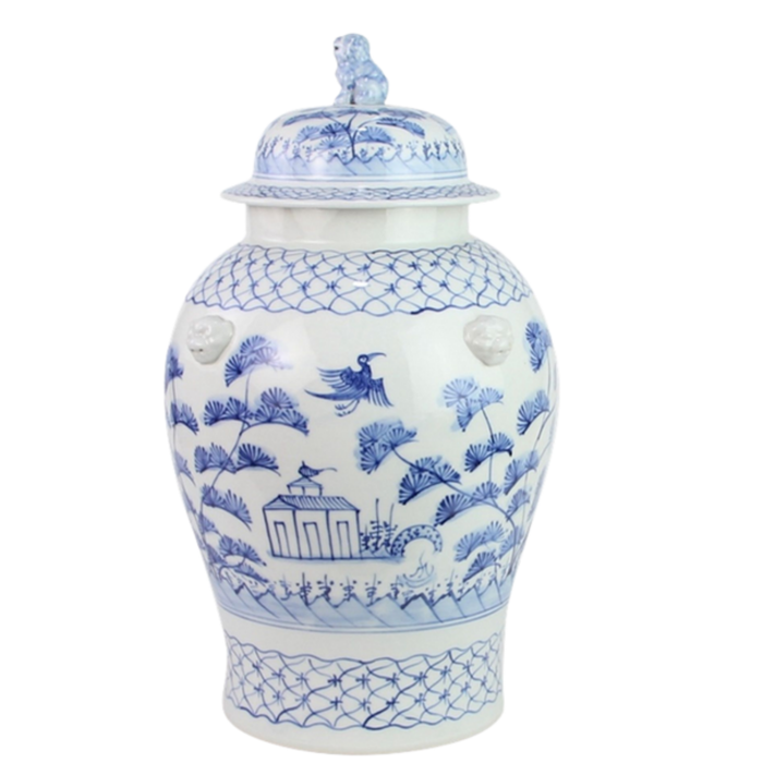 Soft Blue Village Scene Jar - The Well Appointed House