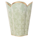 Soft Green Leaf Trellis  Wastepaper Basket - The Well Appointed House