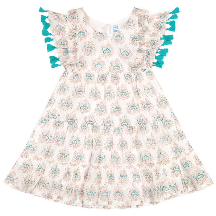 Sophie Girls Tassel Dress Aqua Rhapsody - The Well Appointed House